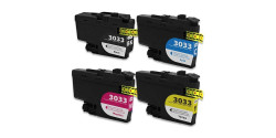 Complete set of 4 Brother LC-3033 Extra High Yield Compatible Inkjet Cartridges Complete set of 4 Brother LC-3033 Extra High Yield Compatible Inkjet Cartridges