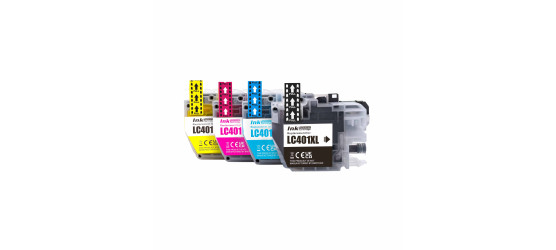 Complete set of 4 Brother LC-401XL High Yield Compatible Inkjet Cartridges