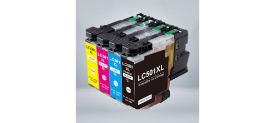 Complete set of 4 Brother LC 501XL Compatible Inkjet Cartridges