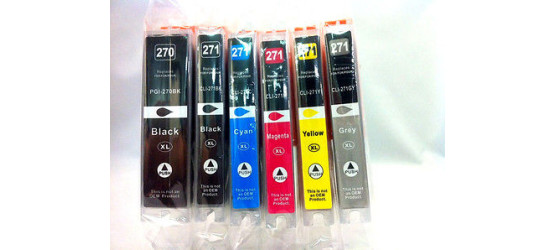 Ensemble complet de 6 cartouches haute capacité à jet d'encre Canon PGI-270XL-CLI-271XL compatibles Ensemble complet de 6 cartouches haute capacité à jet d'encre Canon PGI-270XL-CLI-271XL compatibles