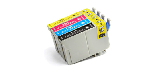Ensemble complet de 4 cartouches à jet d'encre Epson T125, compatibles