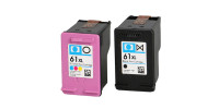 Complete set of 2 HP 61XLBK-61XLCLR Remanufactured High Yield Inkjet Cartridges