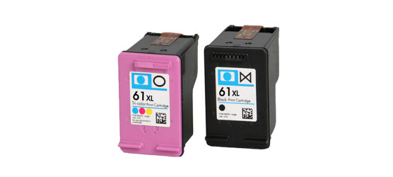 Complete set of 2 HP 61XLBK-61XLCLR Remanufactured High Yield Inkjet Cartridges