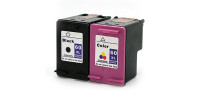 Complete set of 2 HP 60XLBK-60XLCLR Remanufactured High Yield Inkjet Cartridges