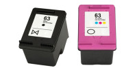 Ensemble complet de 2 cartouches à jet d'encre HP 63XLBK-63XLCLR haute capacité remises à neuf