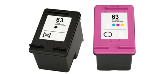 Ensemble complet de 2 cartouches à jet d'encre HP 63XLBK-63XLCLR haute capacité remises à neuf