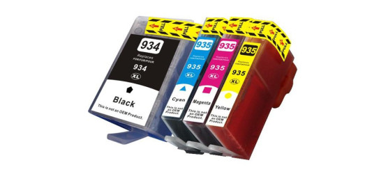 Ensemble complet de 4 cartouches à jet d'encre HP 934XL-935XL haute capacité compatibles
