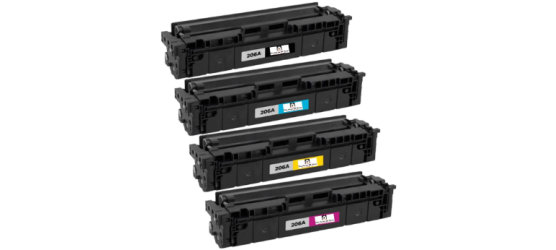 Complete set of 4 HP W2110A, W2111A, W2112A, W2113A (206A) Compatible Laser Cartridges Complete set of 4 HP W2110A, W2111A, W2112A, W2113A (206A) Compatible Laser Cartridges