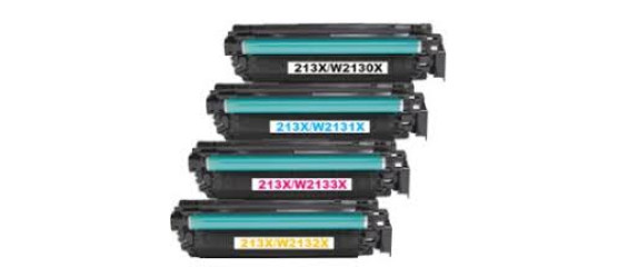 Complete set of 4 HP W2130X, W2131X, W2132X, W2133X (213X) Compatible High Yield Laser Cartridges
